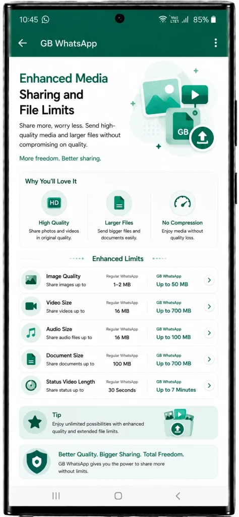Enhanced Media Sharing and File Limits